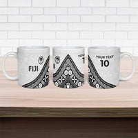Custom Fijian Rugby Ceramic Mug Tapa Pattern and Palm Tree Tribal LT03 - Polynesian Pride