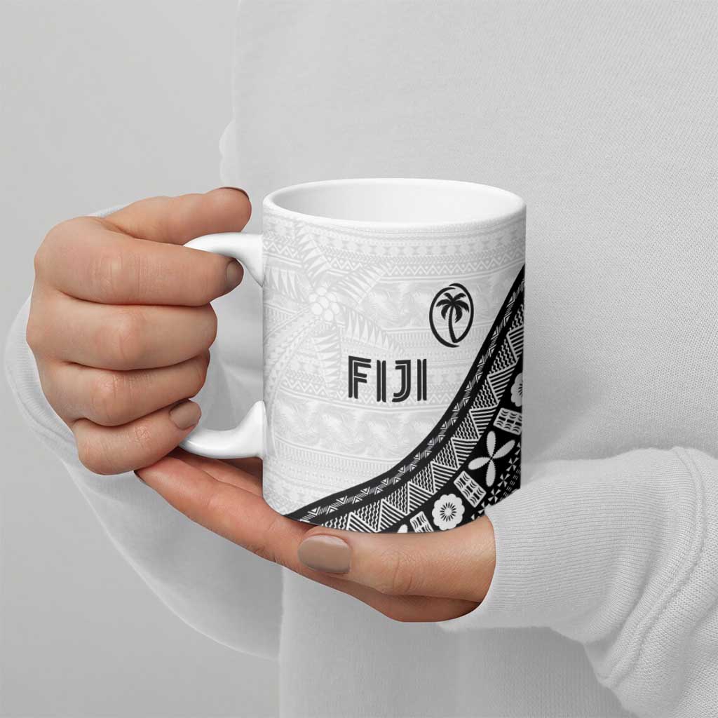 Custom Fijian Rugby Ceramic Mug Tapa Pattern and Palm Tree Tribal LT03 - Polynesian Pride