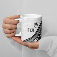 Custom Fijian Rugby Ceramic Mug Tapa Pattern and Palm Tree Tribal LT03 - Polynesian Pride