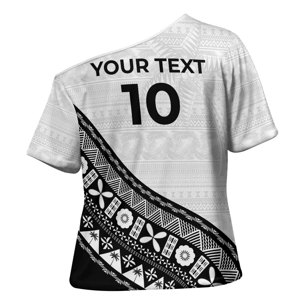 Custom Fijian Rugby Cross Shoulder Shirt Tapa Pattern and Palm Tree Tribal LT03 - Polynesian Pride