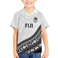 Custom Fijian Rugby Family Matching Long Sleeve Bodycon Dress and Hawaiian Shirt Tapa Pattern and Palm Tree Tribal