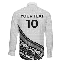 Custom Fijian Rugby Family Matching Off The Shoulder Long Sleeve Dress and Hawaiian Shirt Tapa Pattern and Palm Tree Tribal