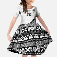 Custom Fijian Rugby Family Matching Off Shoulder Maxi Dress and Hawaiian Shirt Tapa Pattern and Palm Tree Tribal