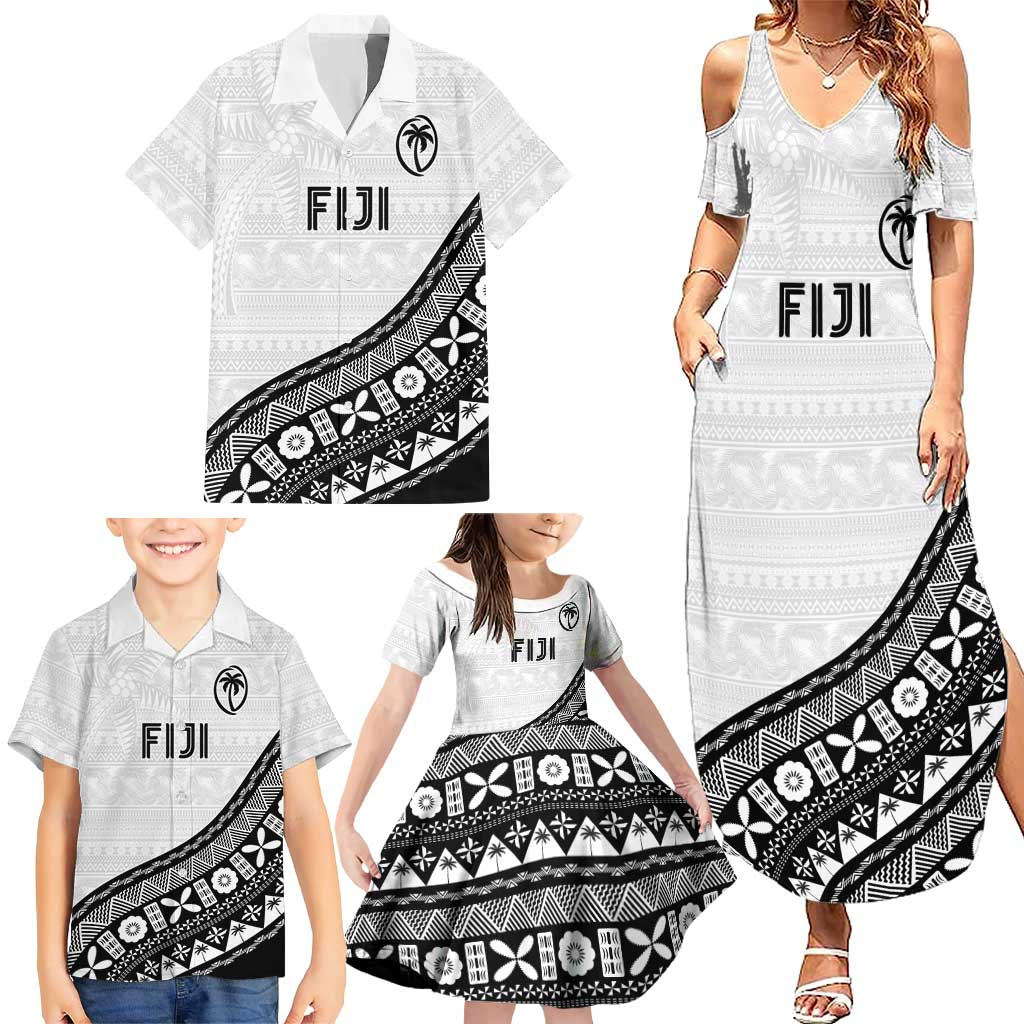 Custom Fijian Rugby Family Matching Summer Maxi Dress and Hawaiian Shirt Tapa Pattern and Palm Tree Tribal LT03 - Polynesian Pride