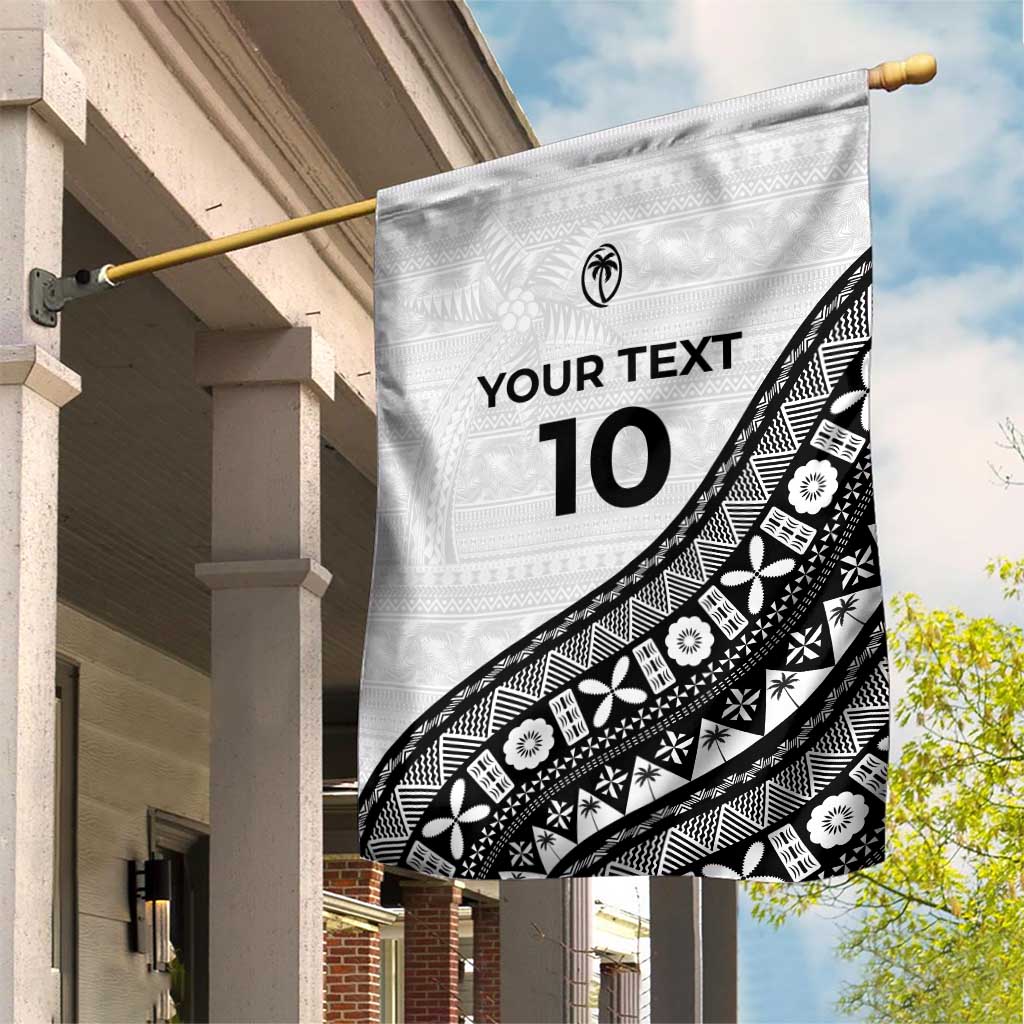 Custom Fijian Rugby Garden Flag Tapa Pattern and Palm Tree Tribal