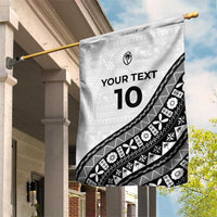 Custom Fijian Rugby Garden Flag Tapa Pattern and Palm Tree Tribal