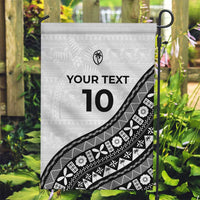 Custom Fijian Rugby Garden Flag Tapa Pattern and Palm Tree Tribal