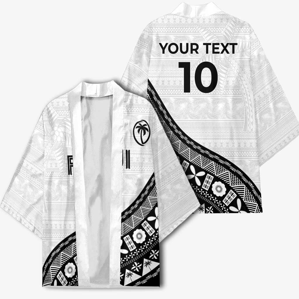Custom Fijian Rugby Kimono Tapa Pattern and Palm Tree Tribal