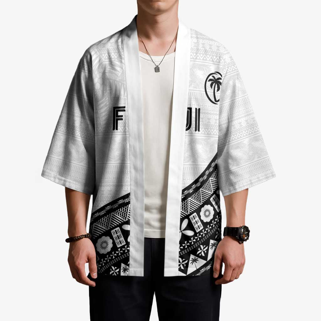 Custom Fijian Rugby Kimono Tapa Pattern and Palm Tree Tribal