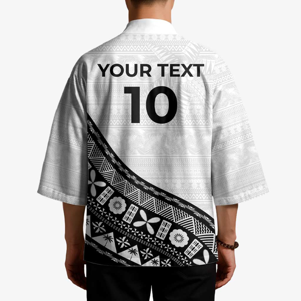 Custom Fijian Rugby Kimono Tapa Pattern and Palm Tree Tribal