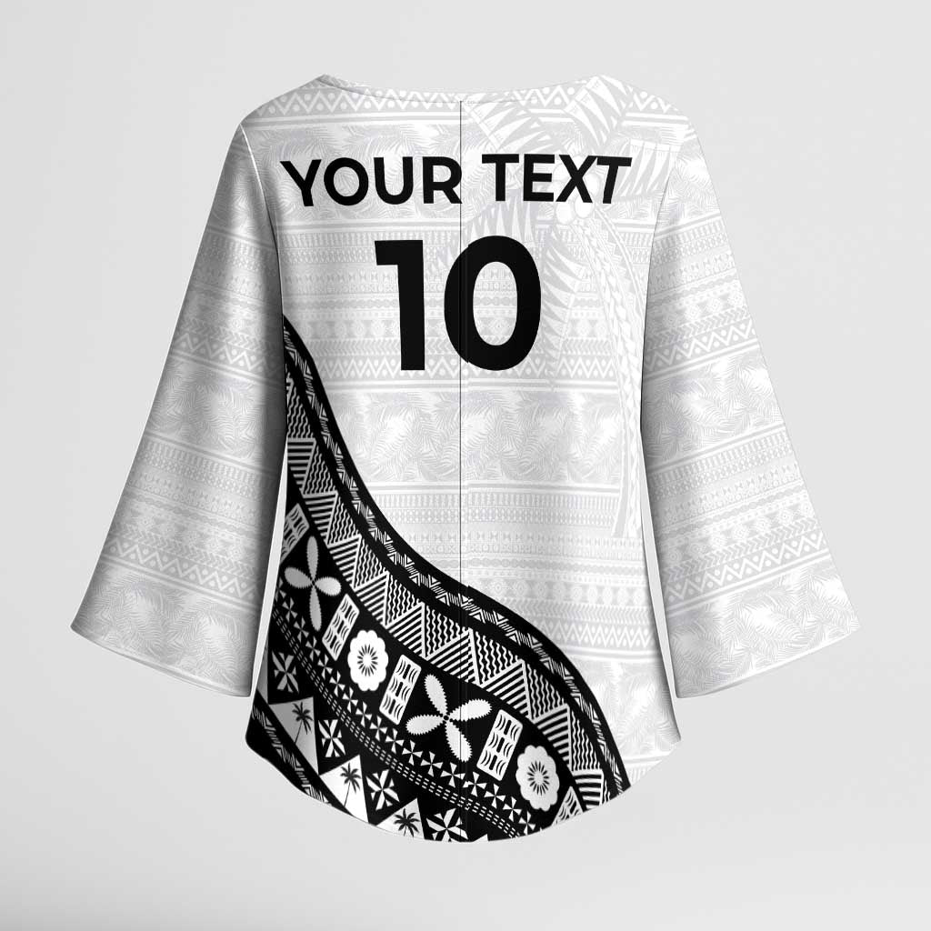 Custom Fijian Rugby Kimono Sleeve Blouse Tapa Pattern and Palm Tree Tribal LT03 - Polynesian Pride