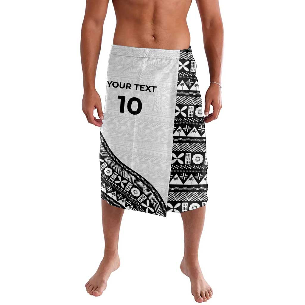 Custom Fijian Rugby Lavalava Tapa Pattern and Palm Tree Tribal LT03 White - Polynesian Pride