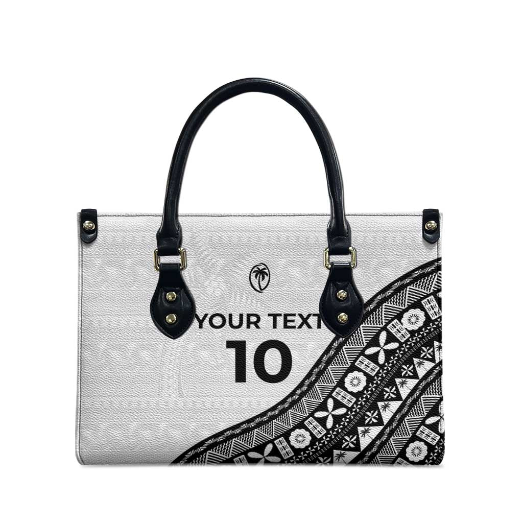 Custom Fijian Rugby Leather Bag Tapa Pattern and Palm Tree Tribal LT03 - Polynesian Pride