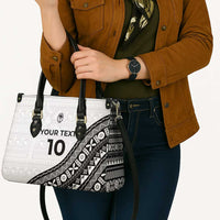 Custom Fijian Rugby Leather Bag Tapa Pattern and Palm Tree Tribal LT03 - Polynesian Pride