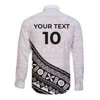 Custom Fijian Rugby Long Sleeve Button Shirt Tapa Pattern and Palm Tree Tribal LT03 - Polynesian Pride