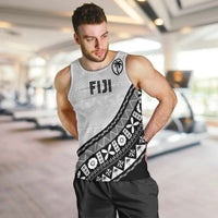 Custom Fijian Rugby Men Tank Top Tapa Pattern and Palm Tree Tribal LT03 White - Polynesian Pride
