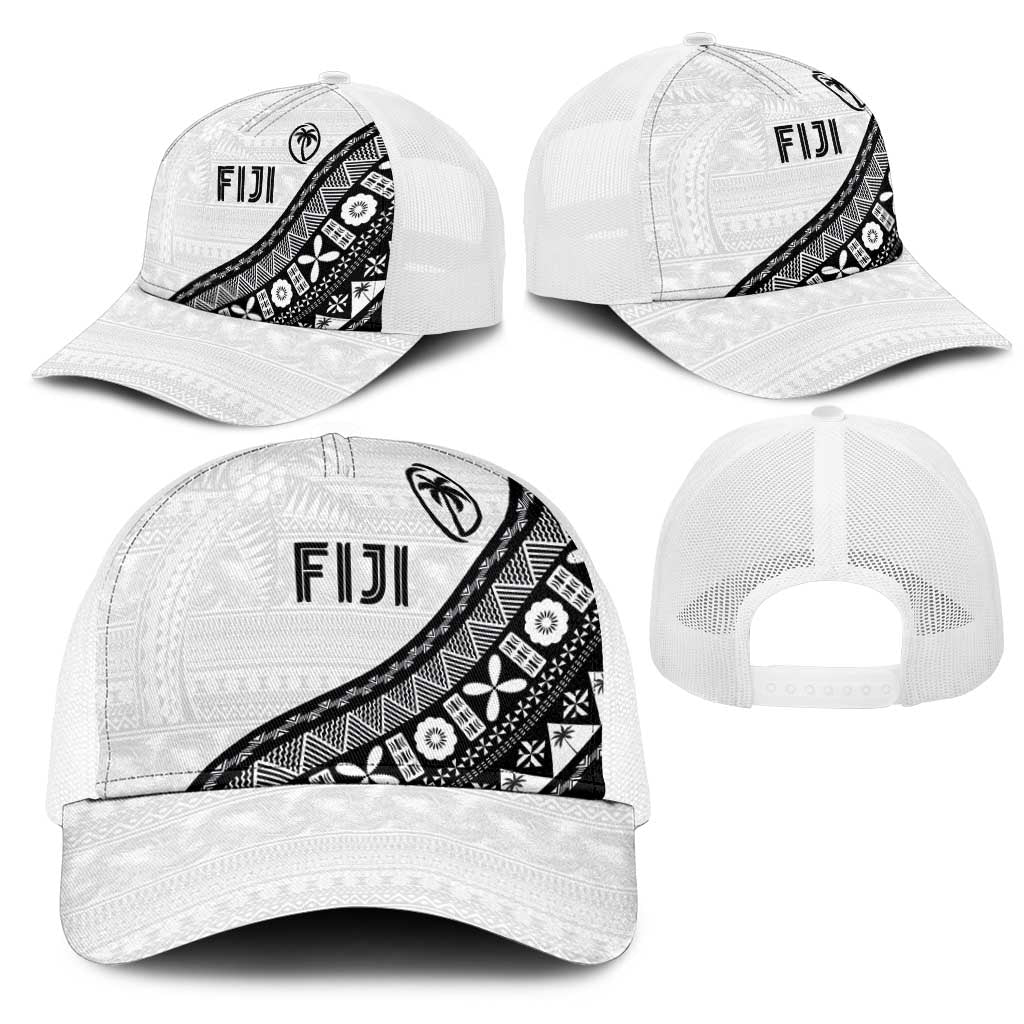 Fijian Rugby Mesh Trucker Cap Tapa Pattern and Palm Tree Tribal LT03 - Polynesian Pride