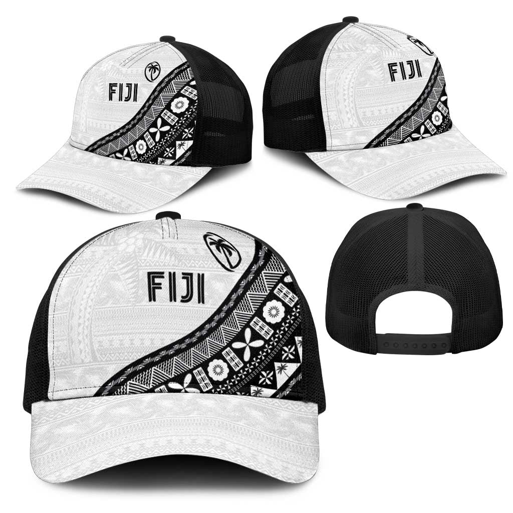 Fijian Rugby Mesh Trucker Cap Tapa Pattern and Palm Tree Tribal LT03 - Polynesian Pride