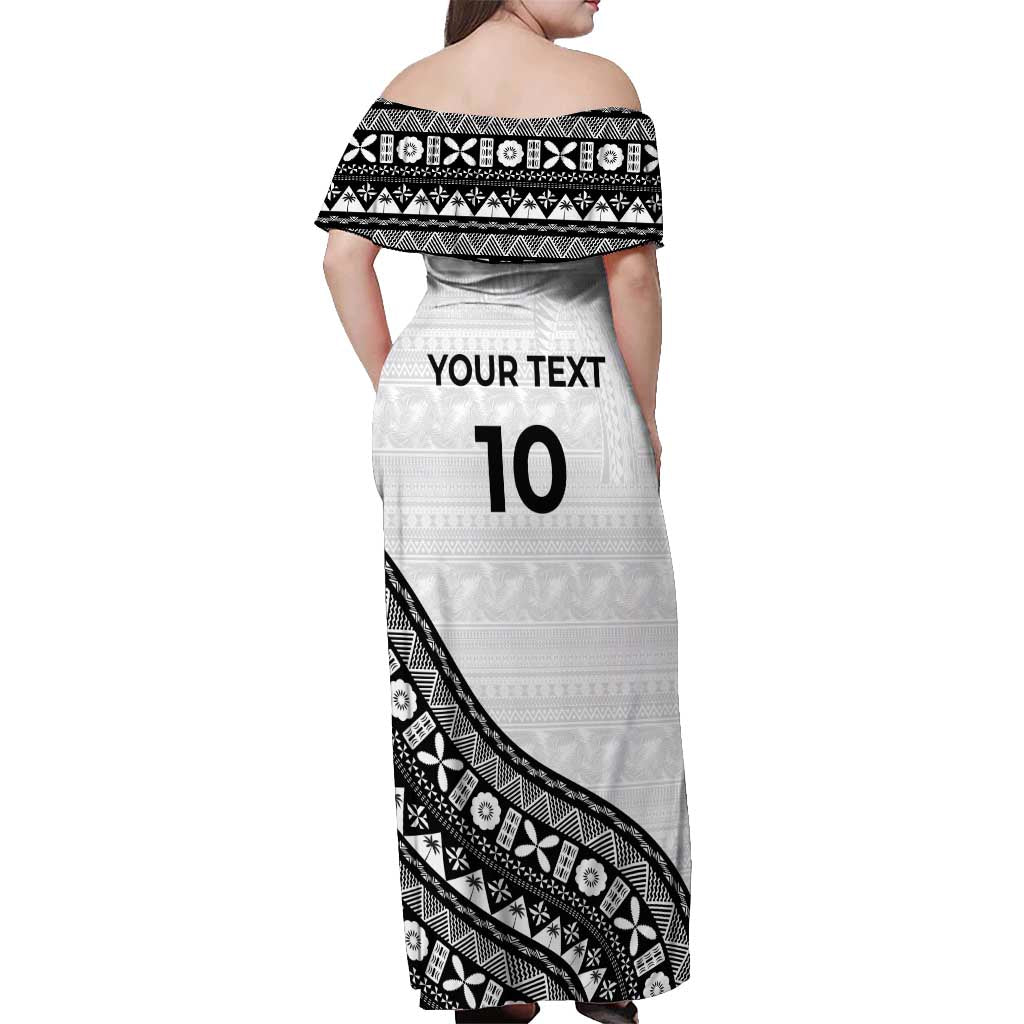 Custom Fijian Rugby Off Shoulder Maxi Dress Tapa Pattern and Palm Tree Tribal LT03 - Polynesian Pride