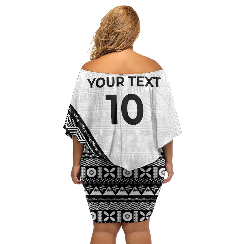 Custom Fijian Rugby Off Shoulder Short Dress Tapa Pattern and Palm Tree Tribal LT03 - Polynesian Pride