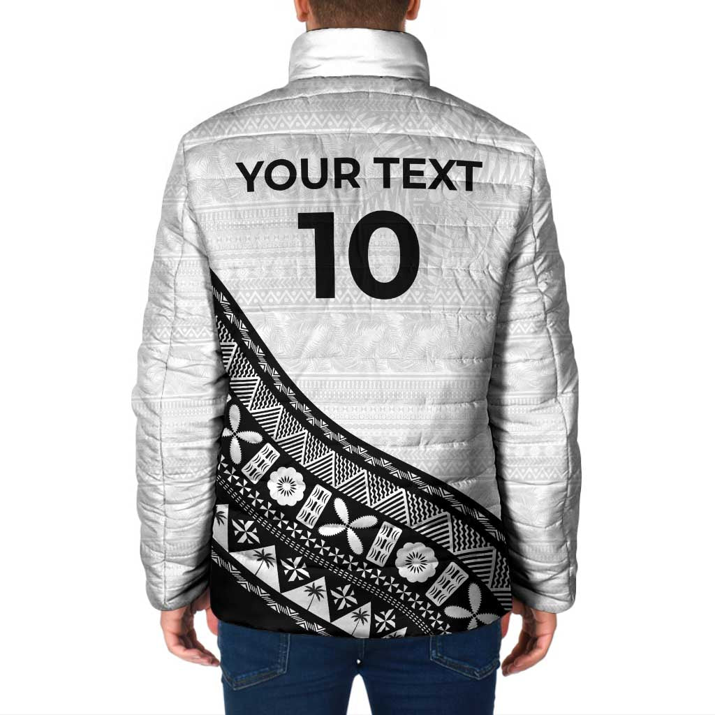 Custom Fijian Rugby Padded Jacket Tapa Pattern and Palm Tree Tribal LT03 - Polynesian Pride