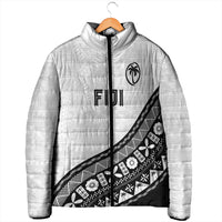 Custom Fijian Rugby Padded Jacket Tapa Pattern and Palm Tree Tribal LT03 - Polynesian Pride