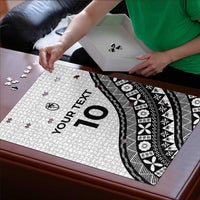 Custom Fijian Rugby Puzzle Tapa Pattern and Palm Tree Tribal LT03 - Polynesian Pride