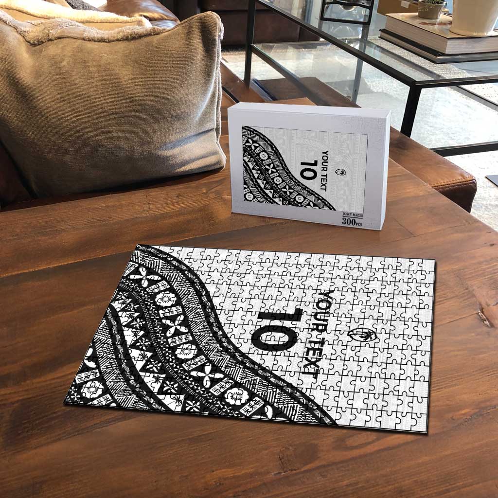 Custom Fijian Rugby Puzzle Tapa Pattern and Palm Tree Tribal LT03 - Polynesian Pride