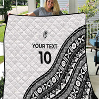 Custom Fijian Rugby Quilt Tapa Pattern and Palm Tree Tribal LT03 White - Polynesian Pride