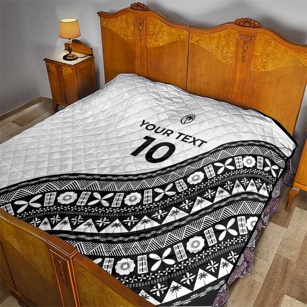 Custom Fijian Rugby Quilt Tapa Pattern and Palm Tree Tribal LT03 - Polynesian Pride