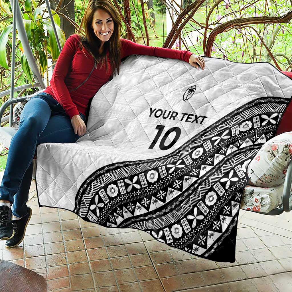 Custom Fijian Rugby Quilt Tapa Pattern and Palm Tree Tribal LT03 - Polynesian Pride