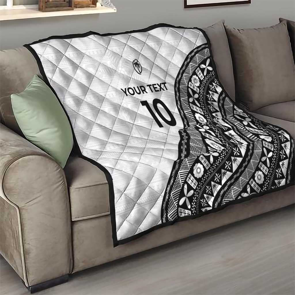 Custom Fijian Rugby Quilt Tapa Pattern and Palm Tree Tribal LT03 - Polynesian Pride