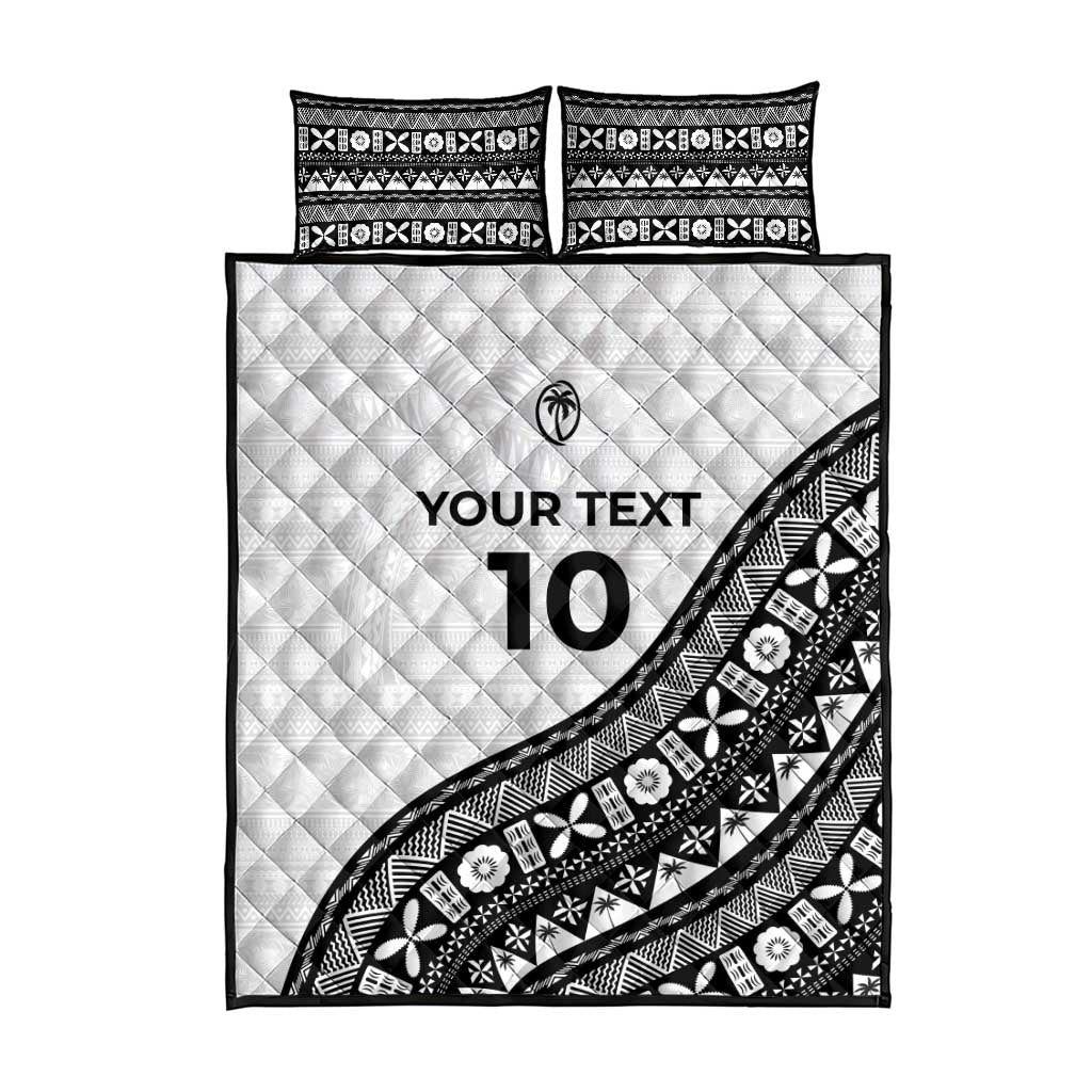 Custom Fijian Rugby Quilt Bed Set Tapa Pattern and Palm Tree Tribal LT03 - Polynesian Pride