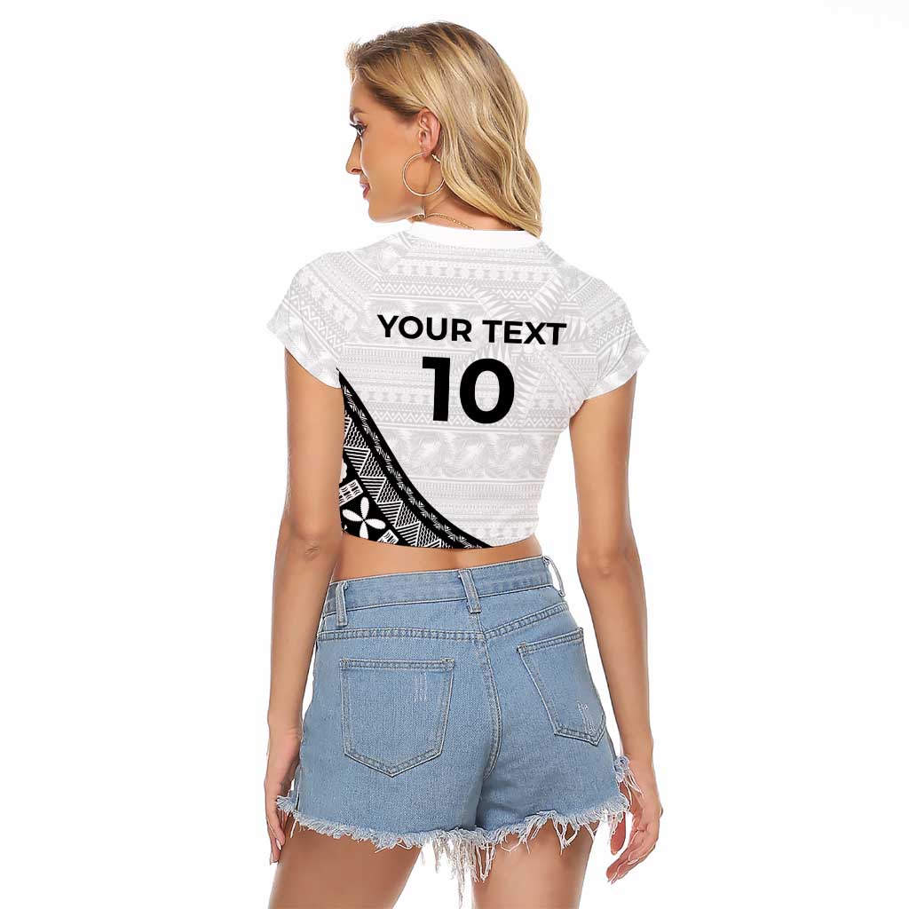 Custom Fijian Rugby Raglan Cropped T Shirt Tapa Pattern and Palm Tree Tribal LT03 - Polynesian Pride