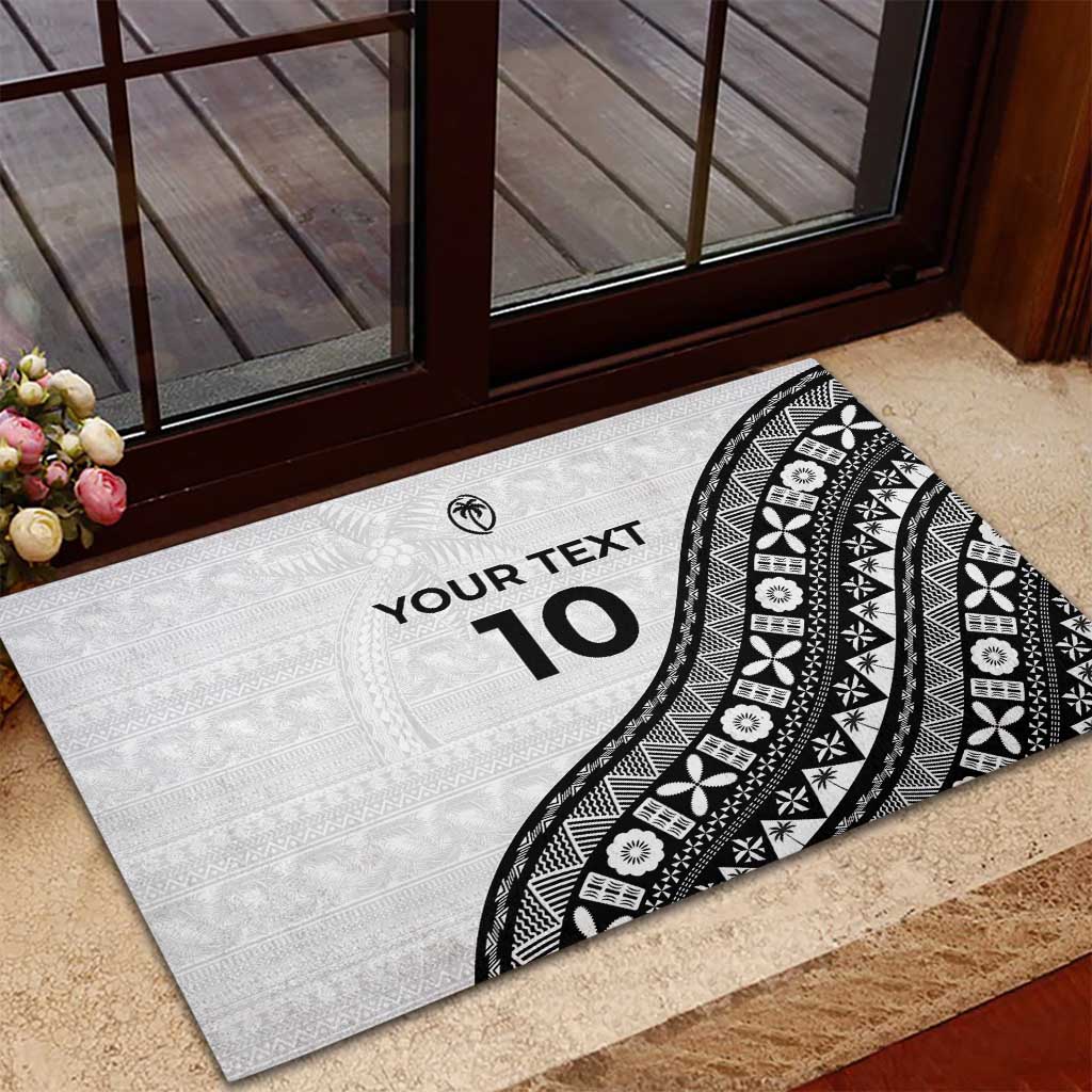 Custom Fijian Rugby Rubber Doormat Tapa Pattern and Palm Tree Tribal LT03 - Polynesian Pride