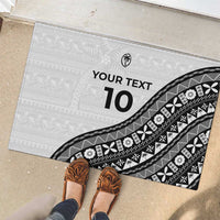 Custom Fijian Rugby Rubber Doormat Tapa Pattern and Palm Tree Tribal LT03 - Polynesian Pride