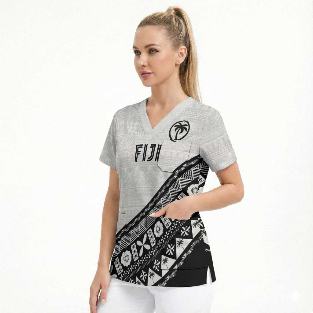 Custom Fijian Rugby Scrub Top Tapa Pattern and Palm Tree Tribal LT03 - Polynesian Pride