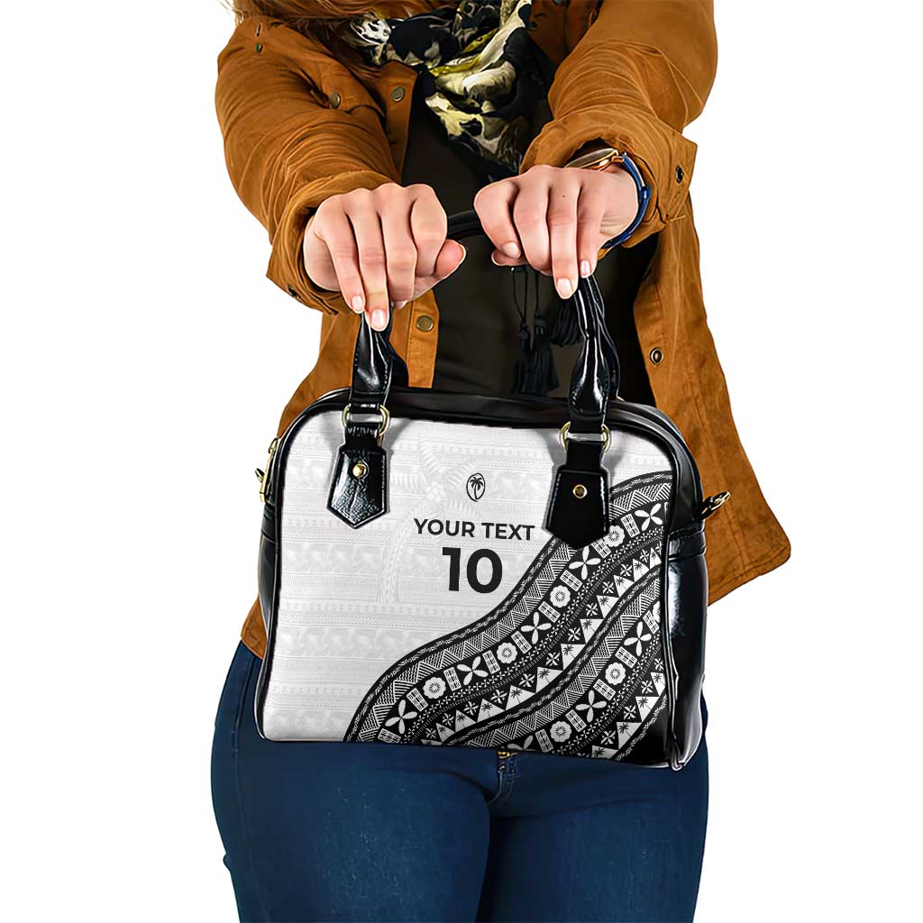 Custom Fijian Rugby Shoulder Handbag Tapa Pattern and Palm Tree Tribal