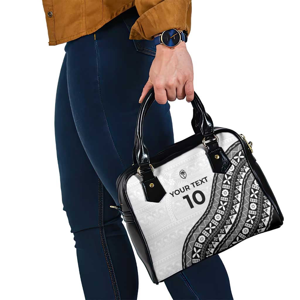 Custom Fijian Rugby Shoulder Handbag Tapa Pattern and Palm Tree Tribal