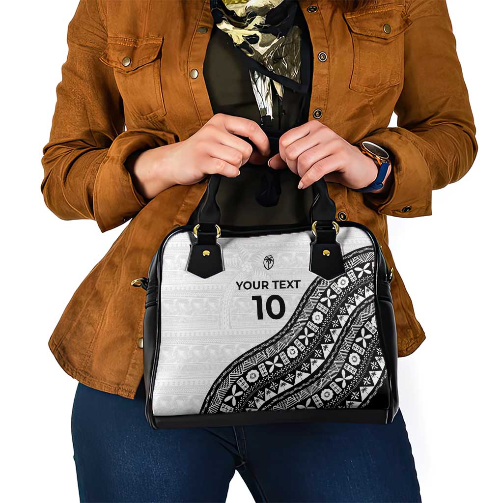Custom Fijian Rugby Shoulder Handbag Tapa Pattern and Palm Tree Tribal