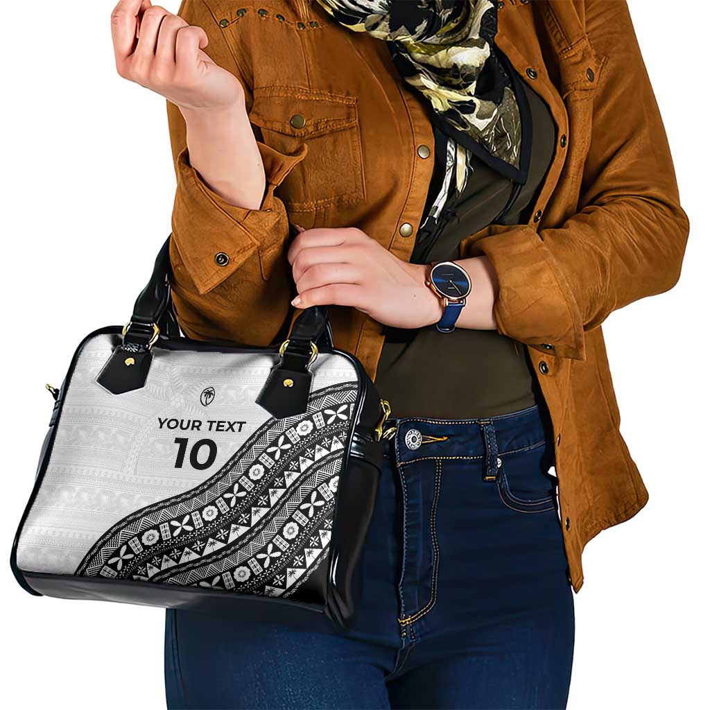 Custom Fijian Rugby Shoulder Handbag Tapa Pattern and Palm Tree Tribal
