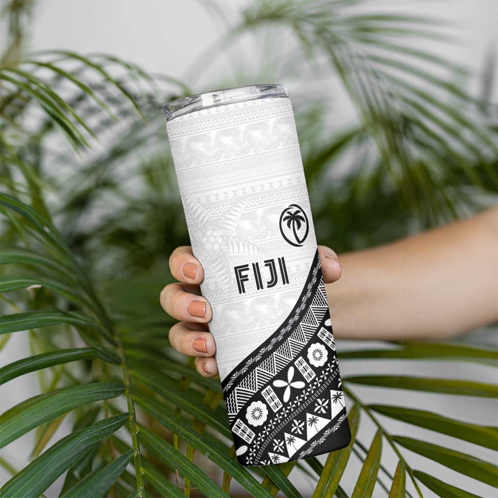 Custom Fijian Rugby Skinny Tumbler Tapa Pattern and Palm Tree Tribal LT03 - Polynesian Pride