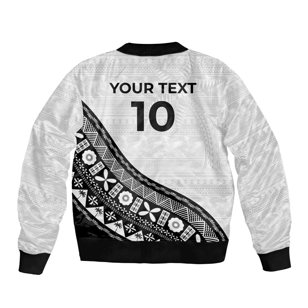 Custom Fijian Rugby Sleeve Zip Bomber Jacket Tapa Pattern and Palm Tree Tribal LT03 - Polynesian Pride
