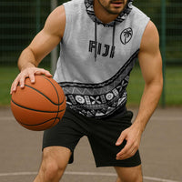 Custom Fijian Rugby Sleeveless Hoodie Tapa Pattern and Palm Tree Tribal LT03 - Polynesian Pride