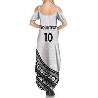 Custom Fijian Rugby Summer Maxi Dress Tapa Pattern and Palm Tree Tribal LT03 - Polynesian Pride