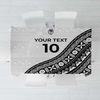Custom Fijian Rugby Tablecloth Tapa Pattern and Palm Tree Tribal LT03 White - Polynesian Pride