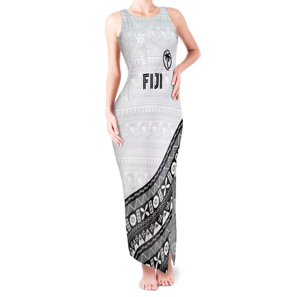 Custom Fijian Rugby Tank Maxi Dress Tapa Pattern and Palm Tree Tribal LT03 Women White - Polynesian Pride