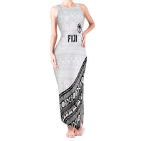 Custom Fijian Rugby Tank Maxi Dress Tapa Pattern and Palm Tree Tribal LT03 Women White - Polynesian Pride