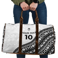 Custom Fijian Rugby Travel Bag Tapa Pattern and Palm Tree Tribal LT03 White - Polynesian Pride