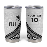 Custom Fijian Rugby Tumbler Cup Tapa Pattern and Palm Tree Tribal LT03 White - Polynesian Pride